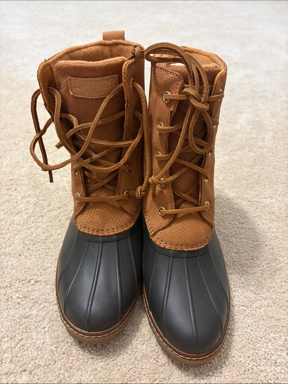 Sperry Brown Tan Lace-Up Waterproof Winter Duck Boots